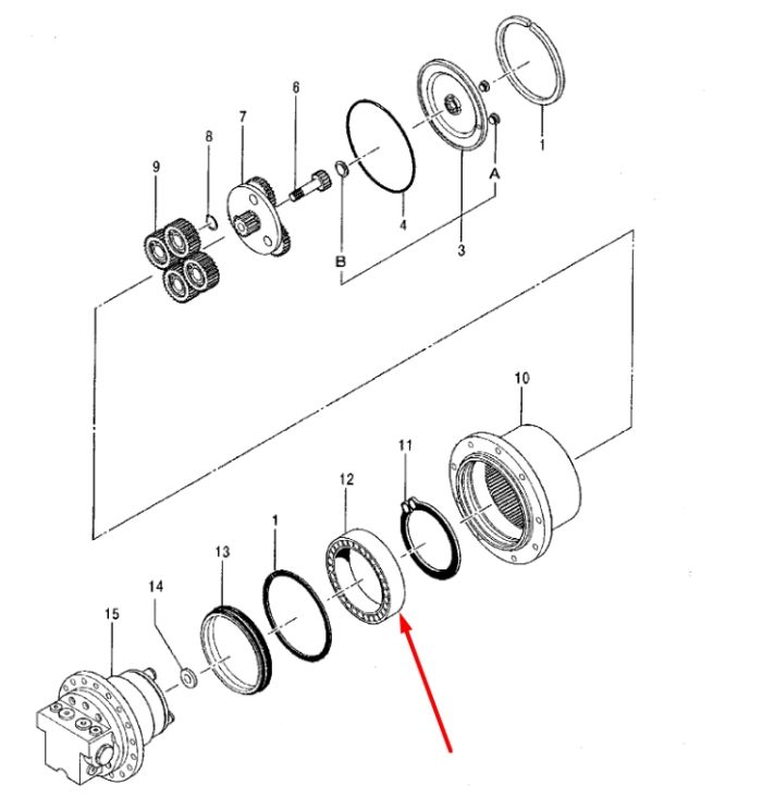 Коренной подшипник редуктора HITACHI ZX18 E0887912