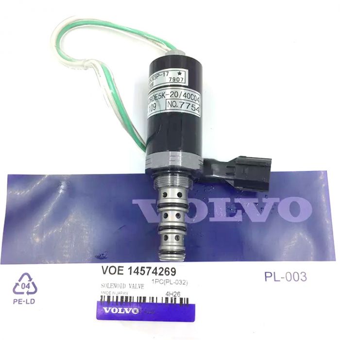 VOE14604266, VOE14574269  Клапан-соленоид гидронасоса Kawasaki K3V112DT 20/950631