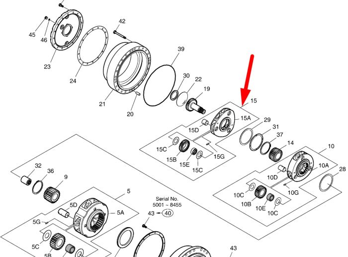 K1003027 Первая планетарная передача Doosan DX300LC