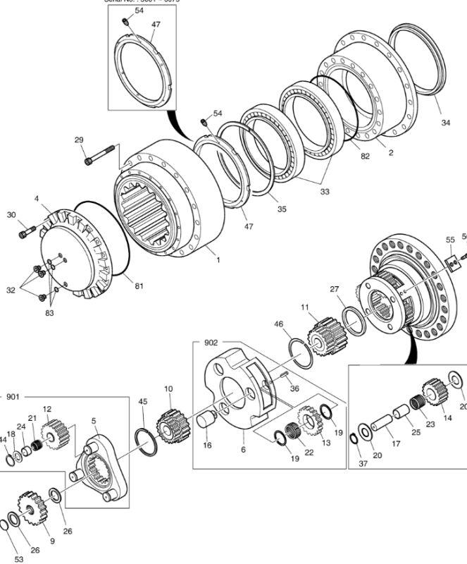 K1003134 Редуктор хода DOOSAN DX340-7