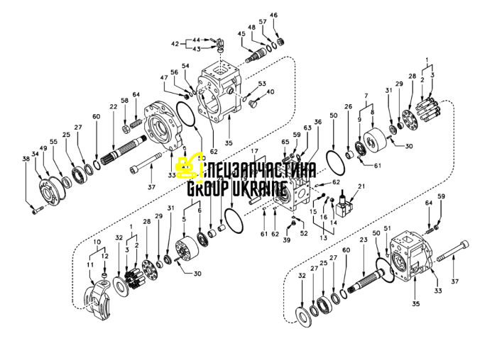 блок цилиндров+Распределительная шайба L Kawasaki K3V XJBN-00063 XJBN-00067 XJBN-00065 XJBN-00738 XJBN-01035