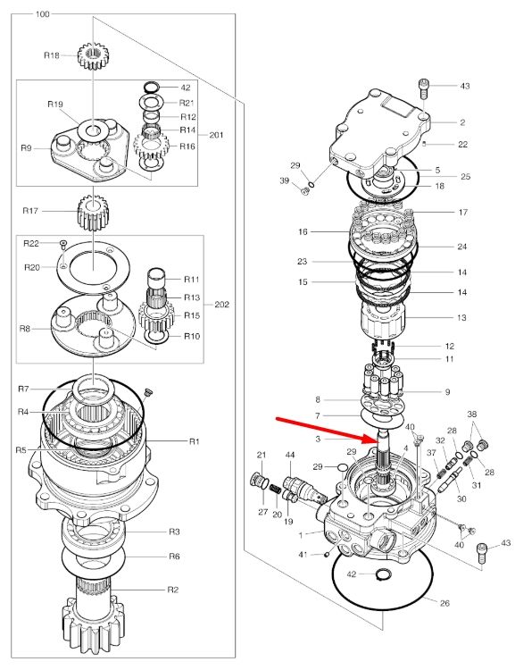 Doosan K9006207 Вал гидромотора для DX55W, DX62R-3