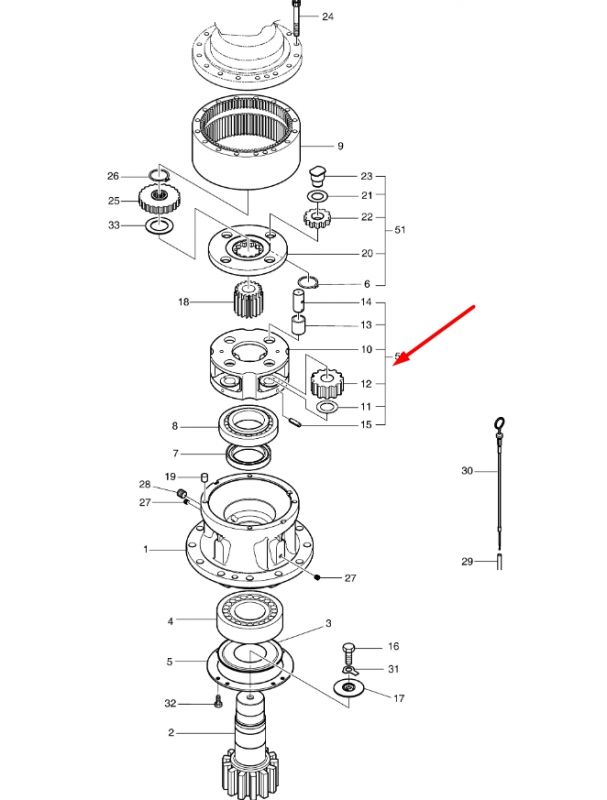 K9008338 Водило (вторая планетарная передача) в сборе Doosan DH225-7