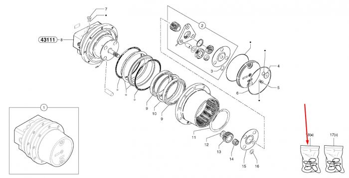 Сальник бортового редуктора 7415922 Volvo EC13, EC15, EC15B, EC20 даукон, уплотнение