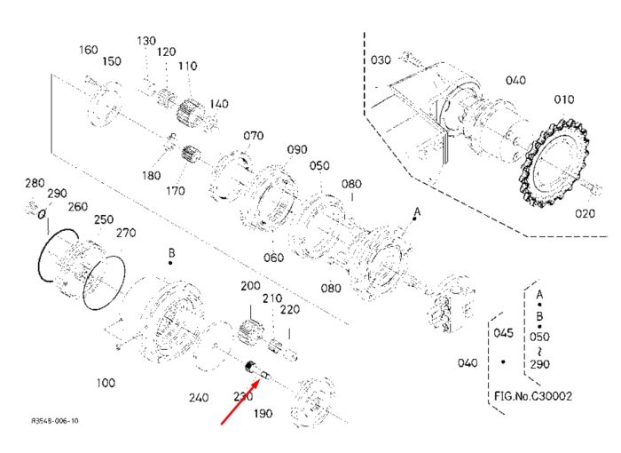 RB511-78130 Вал главной передачи KUBOTA U25-3