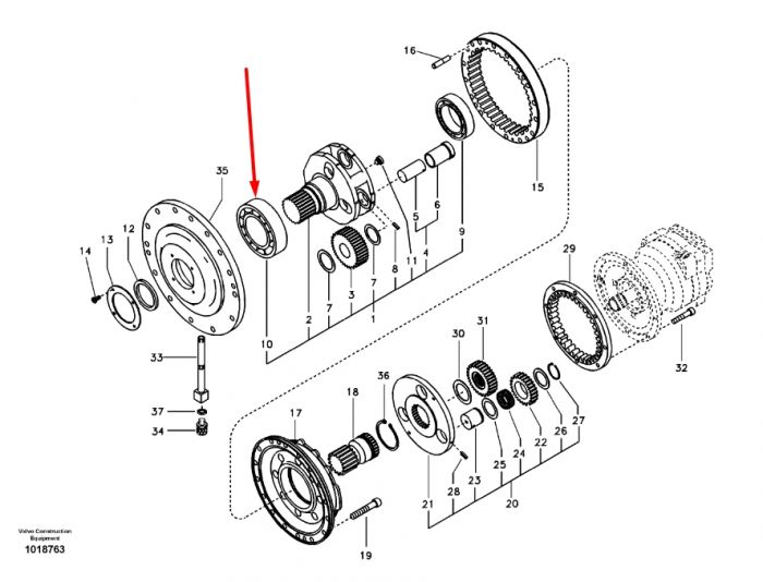 SA1036-00710 Подшипник в редуктор поворота Volvo EC 240, 290, 330, 340, 350, 360, 380, 700