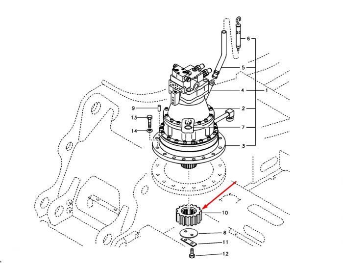 SA1155-00050 Шестерня пиньон поворотного редуктора VOLVO EC240B