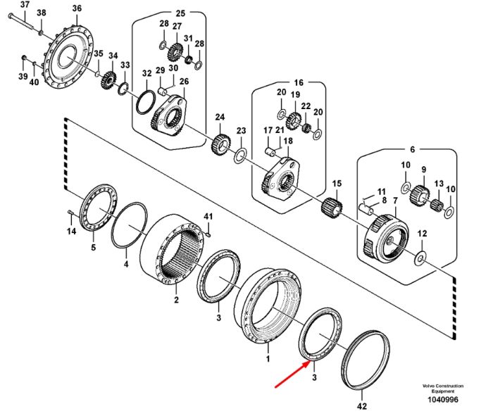 SA14599923 Подшипник редуктора хода Volvo EC300D, EC300E