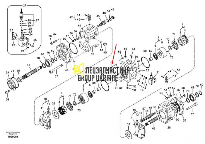 Клапан обратный длинный Kawasaki K3V112DT/K3V112DTP SA7223-00460 (BIG) Handok