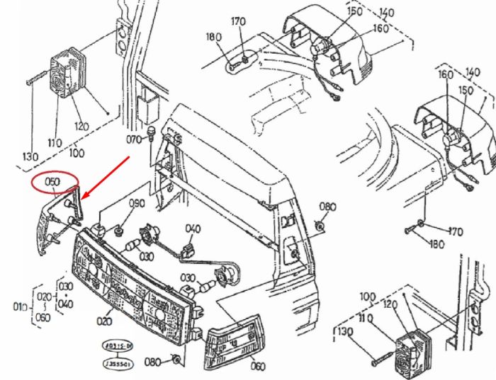 Kubota T0270-99070 Катафот правый для L3010