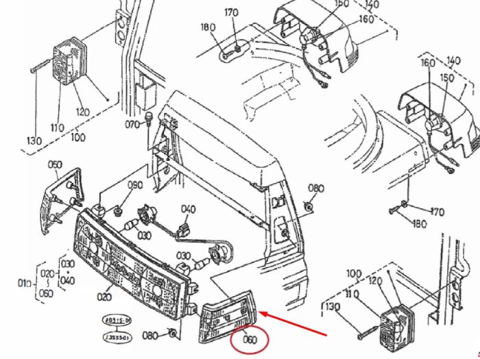 Kubota T0270-99080 Катафот левый для L3010