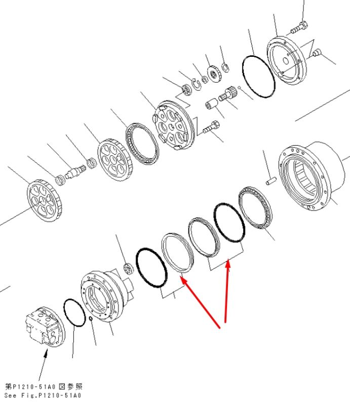 TZES100-250-A Доукон (уплотнение редуктора) Komatsu PC130