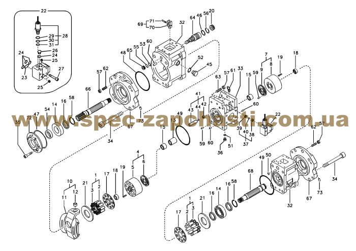 Подшипник роликовый Kawasaki K3V XJBN-00950 Handok