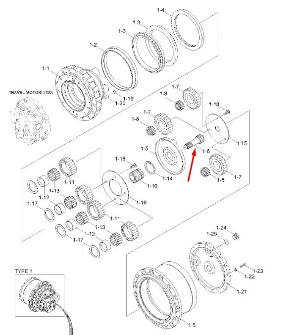 XJDG-00008 Солнечная шестерня Hyundai R110