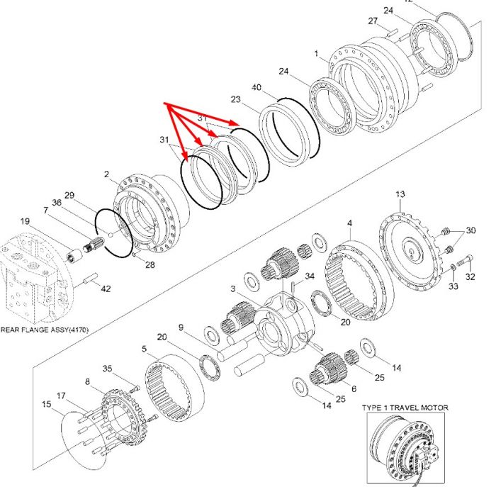 Сальник бортового редуктора XKAH-00341 Hyundai R140LC-7 даукон, уплотнение