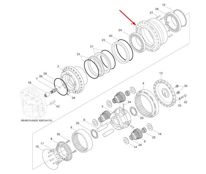 XKAH-00367 Редуктор хода Hyundai R140LC-7, R160LC