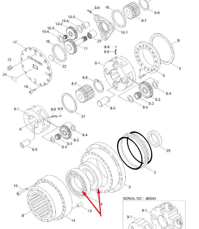 XKAQ-00175 Подшипник редуктора хода Hyundai R250