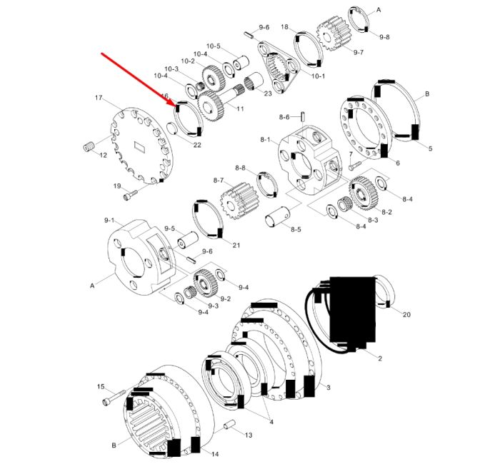XKAQ-00208 Шайба упорная в редуктор хода Hyundai R210