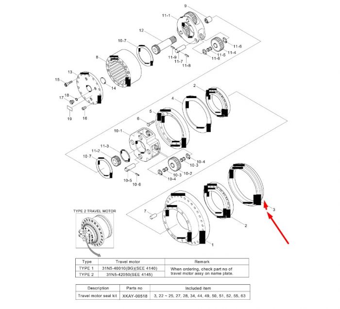 XKAQ-00219 Уплотнение бортового редуктора Hyundai R210