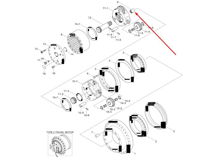 XKAQ-00225 Соединительная муфта привода гидромотора хода Hyundai R250LC-7