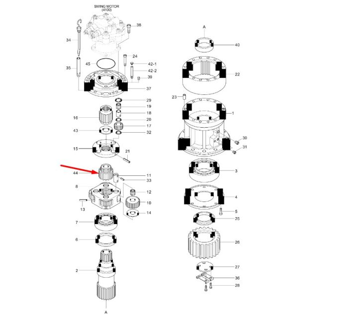 XKAQ-00252 Солнечная шестерня Hyundai R360, R370