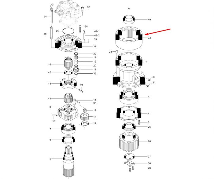 XKAQ-00258 Шестерня коронная Hyundai R360LC-7A