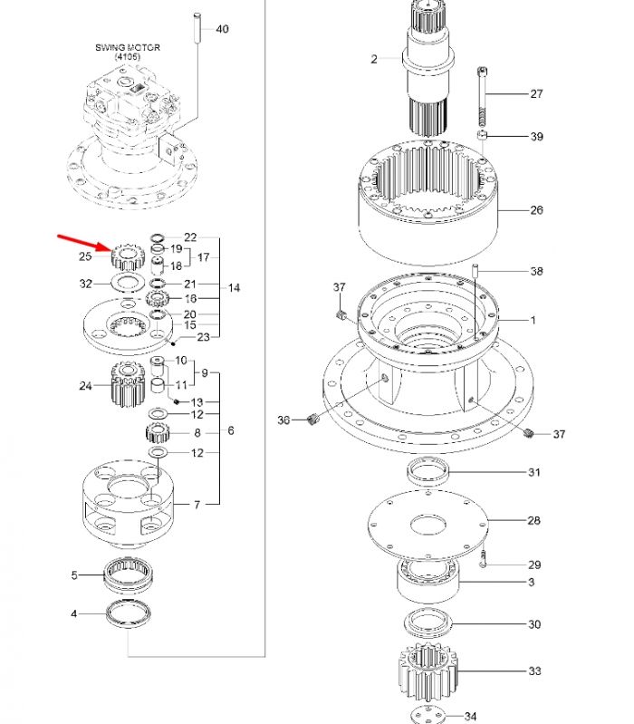 XKAQ-00456 Солнечная шестерня Hyundai R290LC-9, R300LC-9S, R330LC-9S
