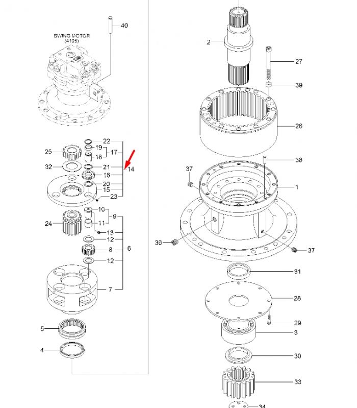XKAQ-00473 Водило сателлитов у сборе Hyundai R290LC-9, R300LC-9S, R330LC-9S
