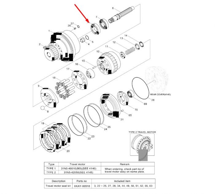 2180-7136 Сальник гидромотора редуктора хода экскаватора DOOSAN SOLAR 420LC-V