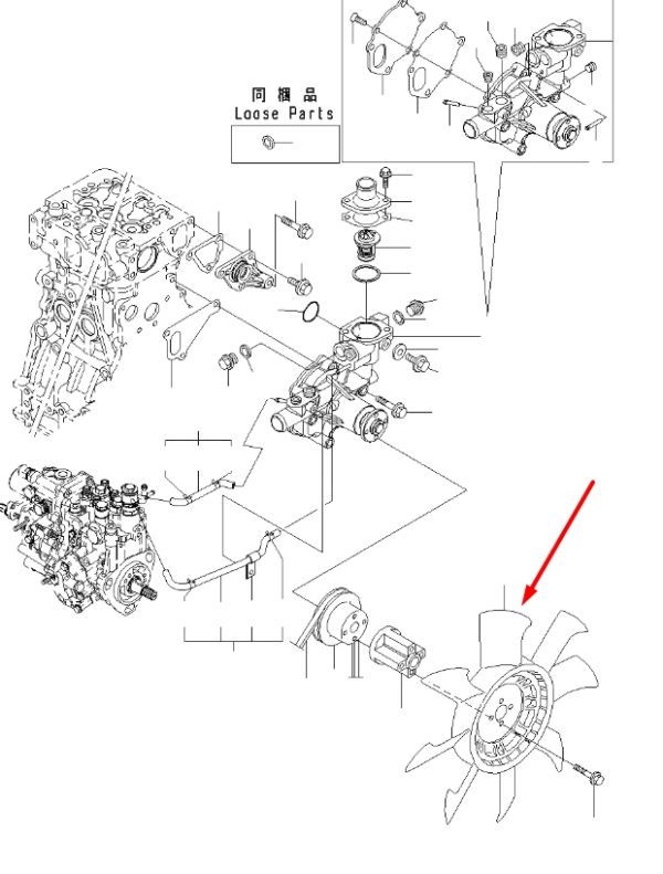 Komatsu 129436-44740 Крыльчатка для двигателя 3D84E-3F 4D88E-3D экскаватор PC35R-8