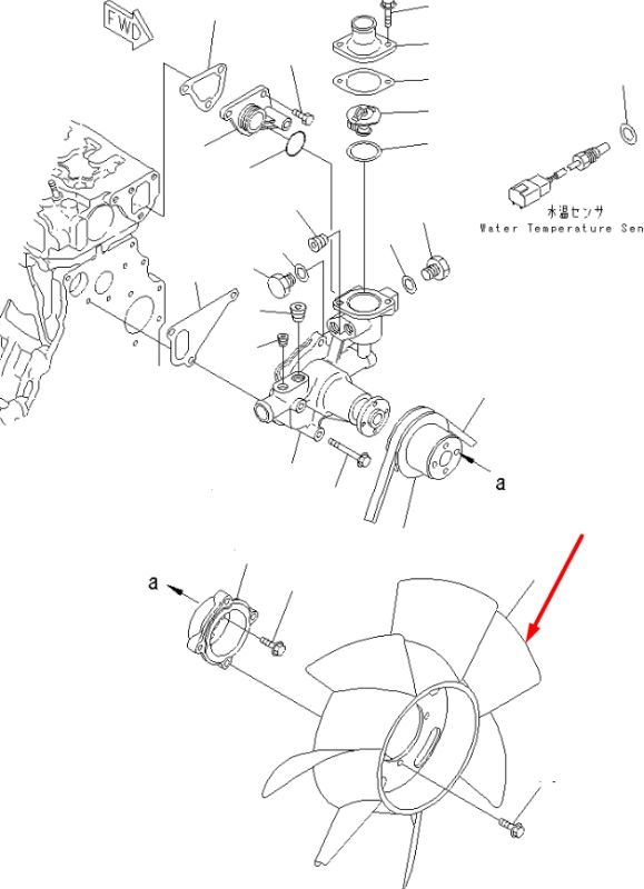 Komatsu YM129612-44742 Крыльчатка для двигателя 4D84E экскаватор PC40, PC45