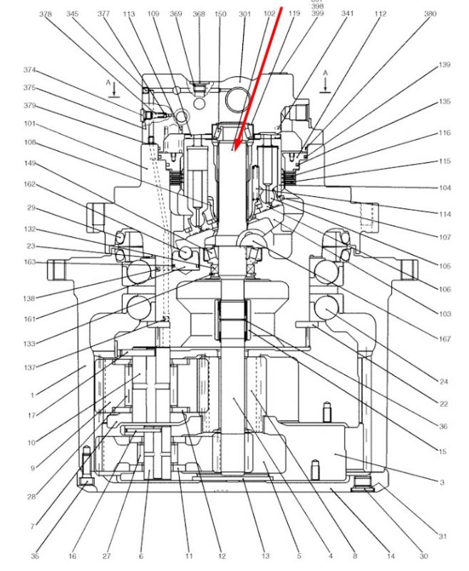 YN15V00037S102 Приводной Вал (большой) Kobelco SK200-8, E215B