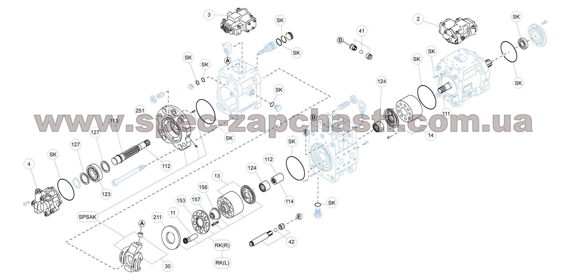 Запчасти Гидронасоса Kawasaki K5V140DTP