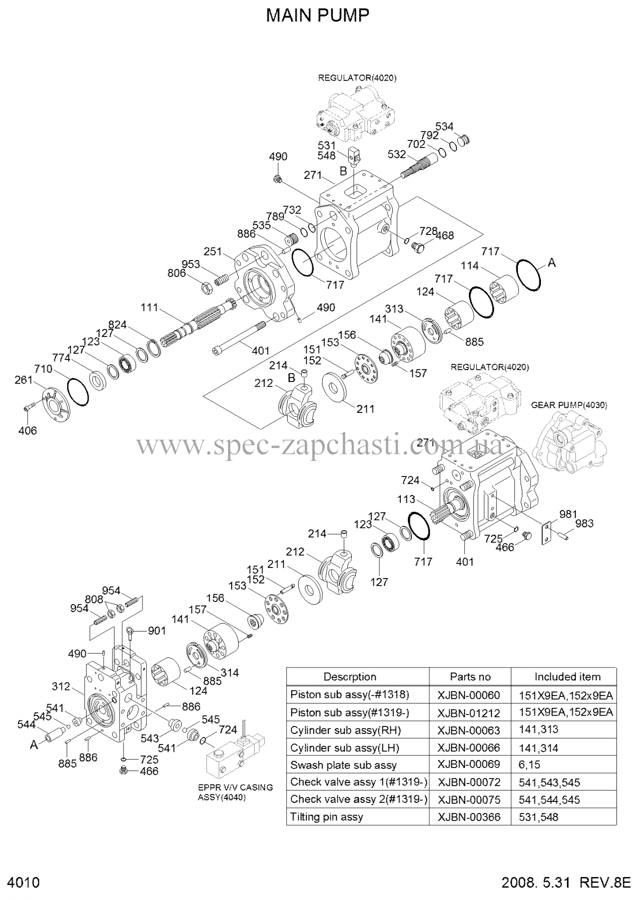 Запасна частина: Насос гідравлічний в зборі Kawasaki K3V112DT для Hyundai 31N7-10010 31N7-10011 11N6-10051 11N6-10051 31Q6-10050 31Q7-10050 31N7-10010,31N7-10011,31N6-10010,31N6-10050,31N6-10080 PUMP ASS'Y HANDOK