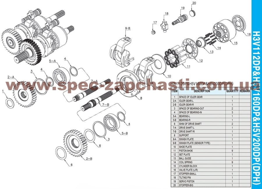 Запчасти Kawasaki K5V гидравлического насоса (Кавасаки)