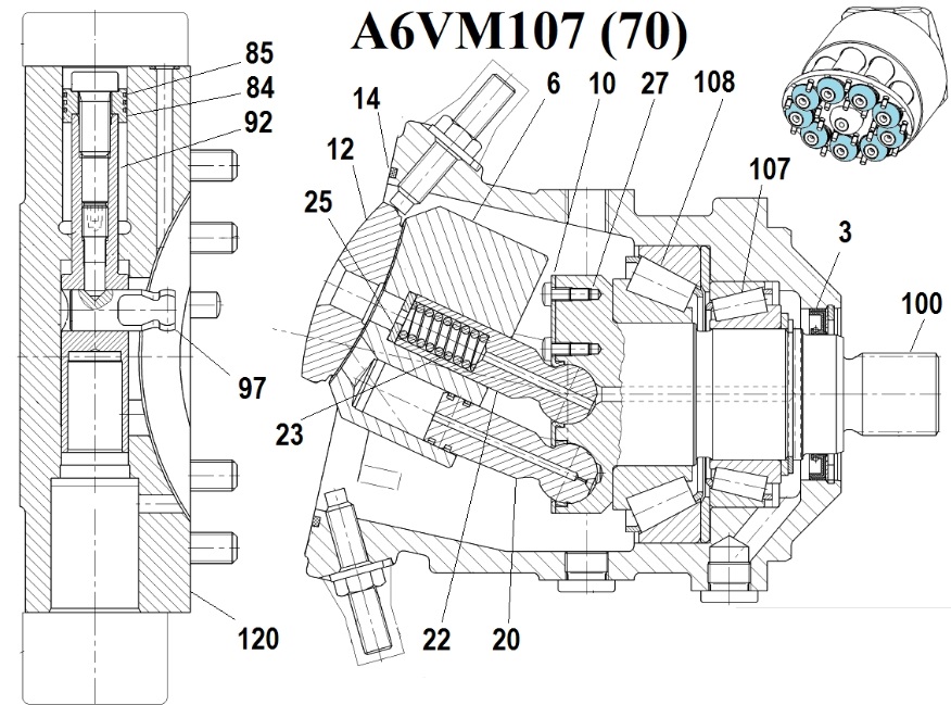 Ремонт, диагностика, наладка гидронасоса Bosch RexRoth A6VM107