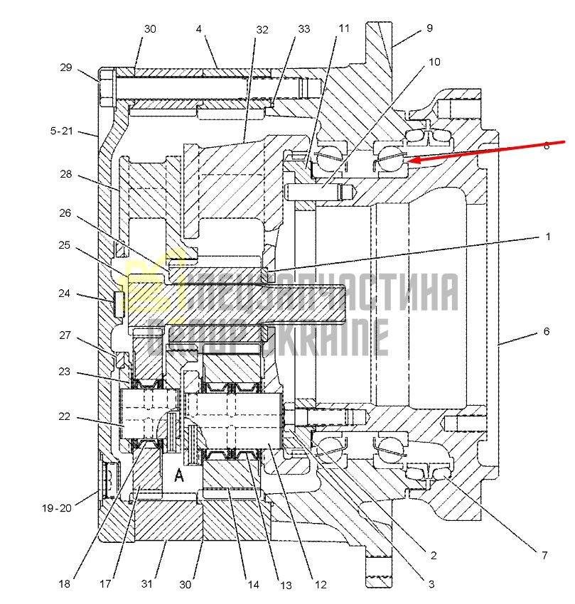 096-6412 Главный подшипник бортового редуктора Caterpillar 315, 318, 319, 320