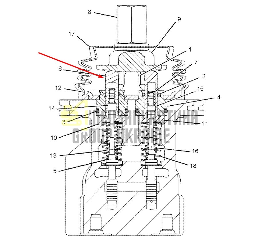 Caterpillar 1184086 Стрижневий штурвальний прилад для 312C, 313C