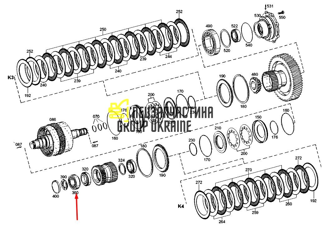 1218129 (0750117515) Роликовый подшипник Caterpillar, ZF