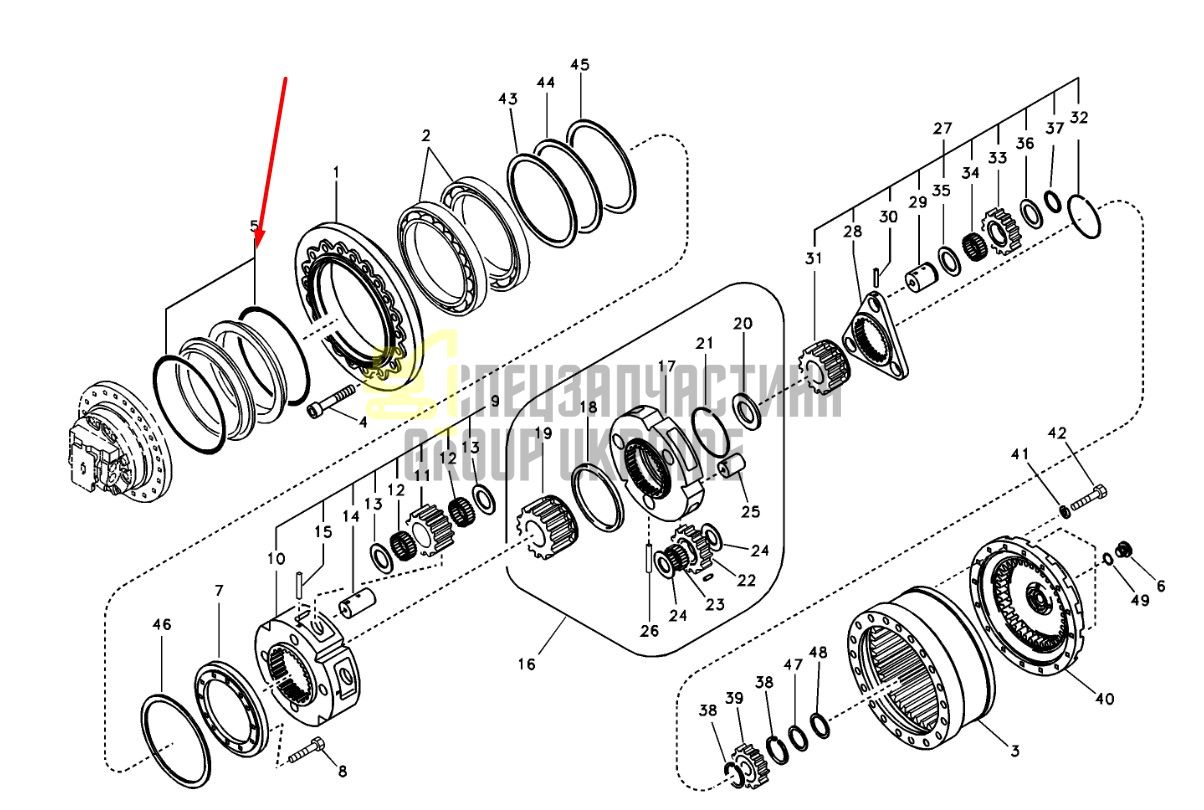 Сальник бортового редуктора 5M1177 Caterpillar 318C, 319C даукон, уплотнение