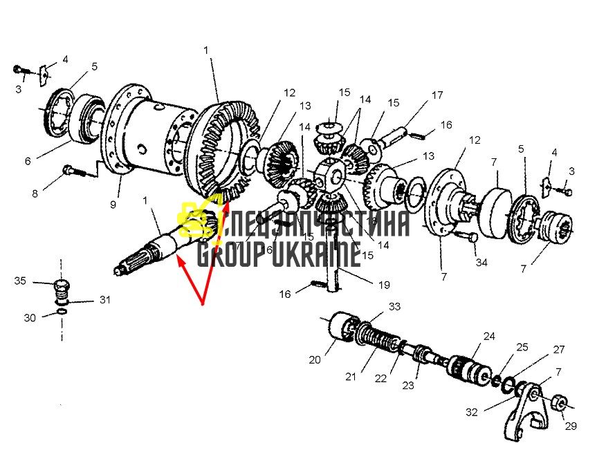 1464091 Главная пара (планетарка+хвостовик) Caterpillar ТН62