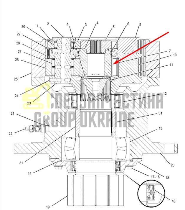 148-4632 Солнечная шестерня второй ступени поворотного редуктора CAT 320D/323D