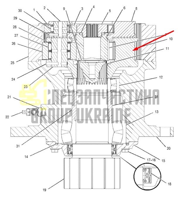 148-4637 Вторая планетарная передача поворотного редуктора CAT 320D/323D