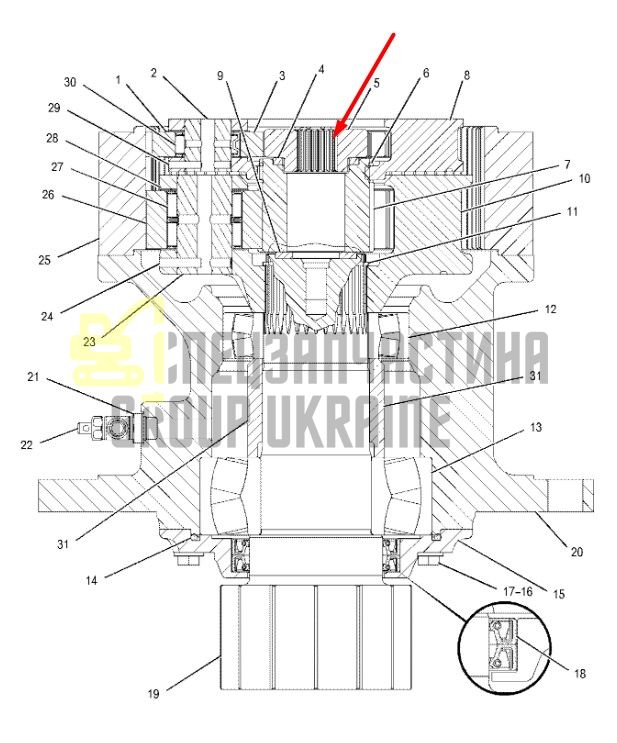 148-4732 Солнечная шестерня первой ступени поворотного редуктора CAT 320D/323D