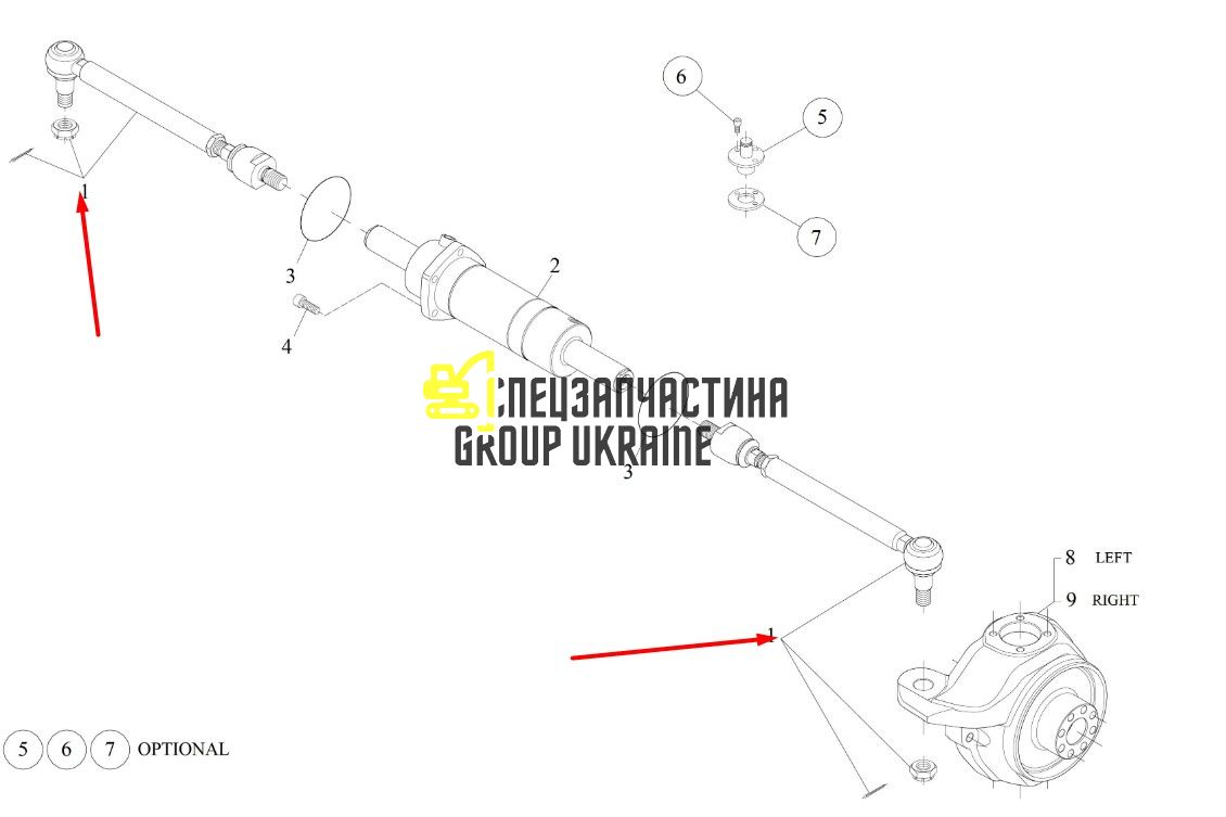 3220715 Поперечная рулевая тяга Caterpillar TH62