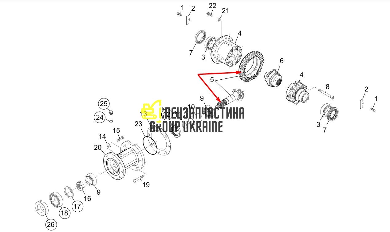 155-3078 Главная (коническая) пара Caterpillar TH103