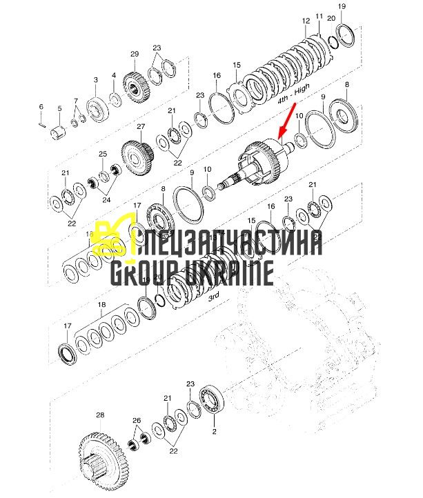 1763288 Выходной вал КПП Caterpillar TH83