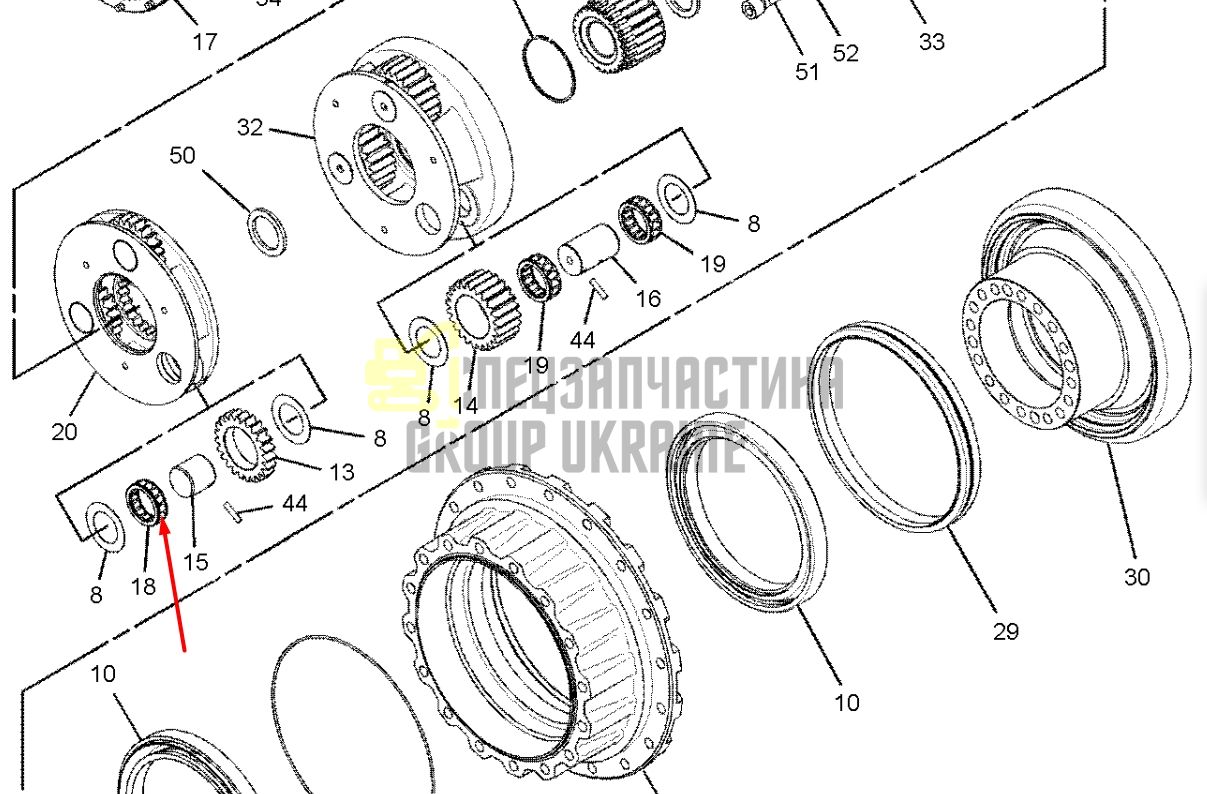 191-2569 Подшипник игольчатый бортового редуктора Caterpillar 320