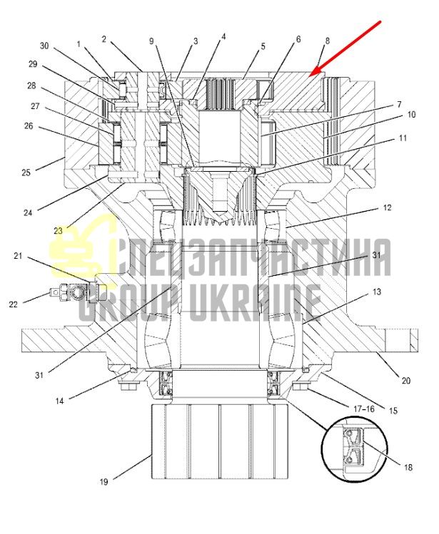 191-2511 Первая планетарная передача поворотного редуктора CAT 330D/336D
