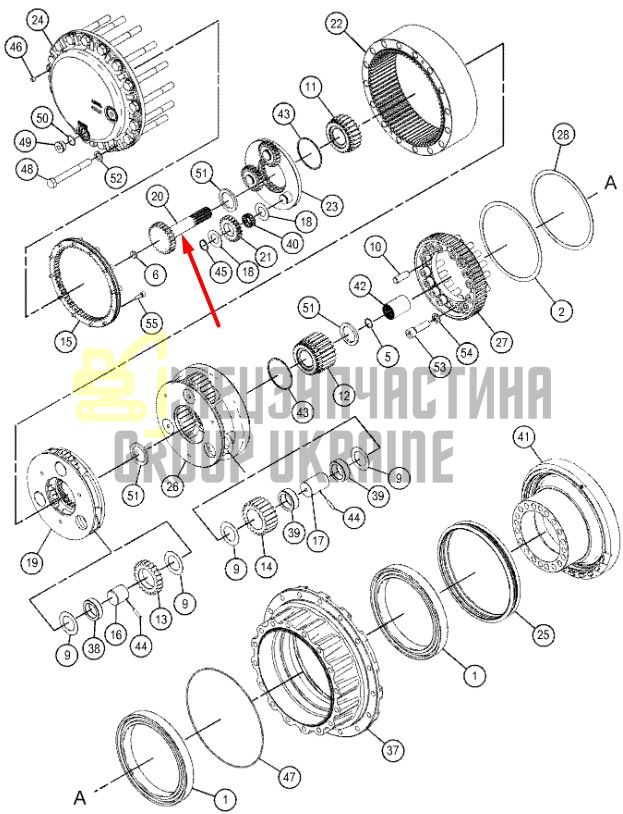 1912674 Вал редуктора Caterpillar